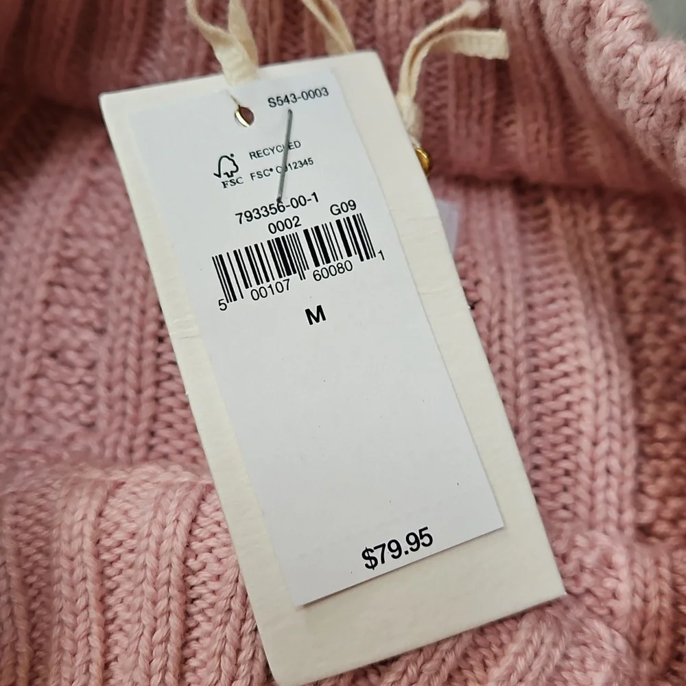 GAP X Loveshack Fancy Light Pink Cable Knit Women's Sweater - Picture 3 of 7